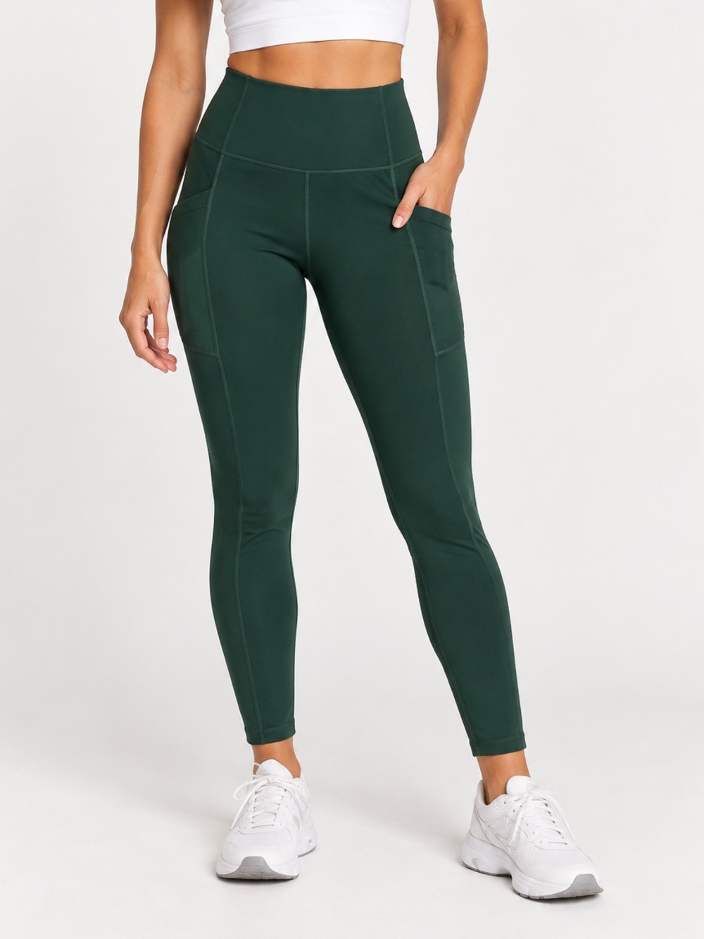 Girlfriend Collective High Rise Pocket Leggings Forest Green Size Small